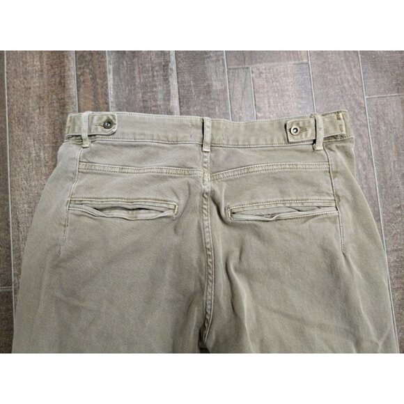 STYLISH ZARA 31x25 CROPPED KHAKI GREEN DENIM JEANS. RAW STRAIGHT LEG UNISEX - Picture 6 of 10